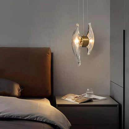 Modern Luxury Oval Stainless Steel Glass 2-Light Pendant Light For Bedroom