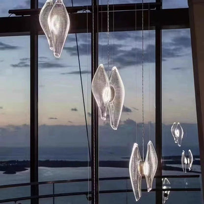 Modern Luxury Oval Stainless Steel Glass 2-Light Pendant Light For Bedroom