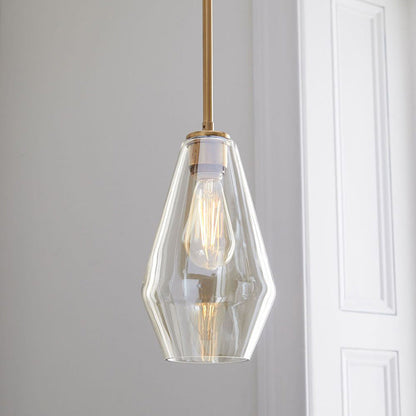 Contemporary Scandinavian Cone Iron Glass 1-Light Pendant Light For Bedroom