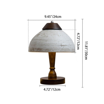 Modern Mid-Century Dome Ceramic Wood LED Table Lamp For Bedroom