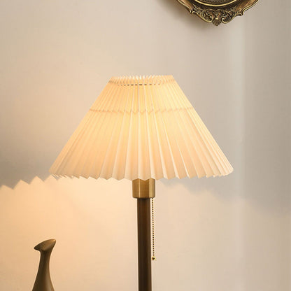 Contemporary Retro Cone Solid Wood Fabric 1-Light Table Lamp For Bedroom