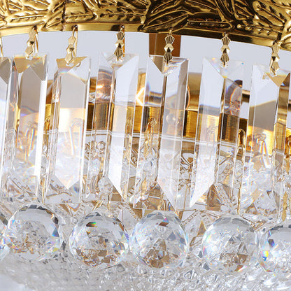 Modern Luxury Cylinder Copper Crystal 3-Light Chandelier For Living Room