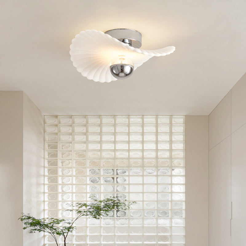 Modern Eclectic Flower Iron Aluminum PVC LED Semi-Flush Mount Ceiling Light For Bedroom
