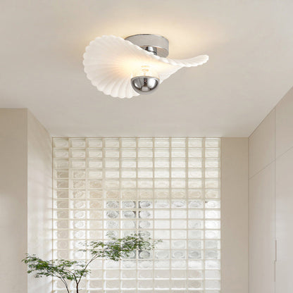 Modern Eclectic Flower Iron Aluminum PVC LED Semi-Flush Mount Ceiling Light For Bedroom