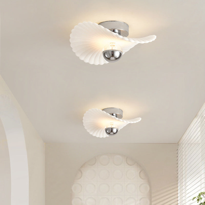 Modern Eclectic Flower Iron Aluminum PVC LED Semi-Flush Mount Ceiling Light For Bedroom