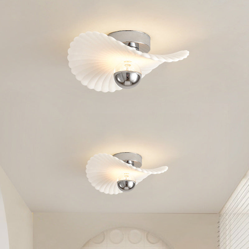 Modern Eclectic Flower Iron Aluminum PVC LED Semi-Flush Mount Ceiling Light For Bedroom