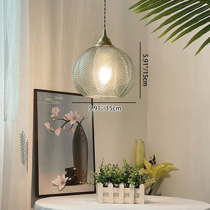 Traditional Rustic Globe Iron Glass 1-Light Pendant Light For Bedroom