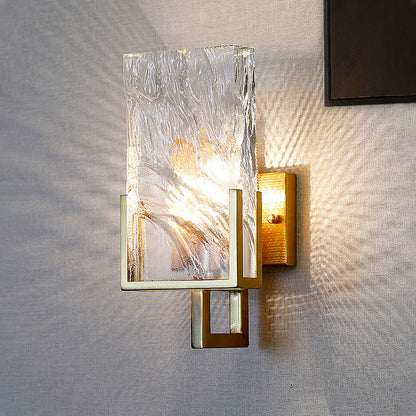 Modern Luxury Rectangular Stainless Steel Crystal 1-Light Wall Sconce Lamp For Bedroom