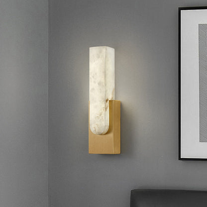 Modern Art Deco Oval Copper Marble LED Wall Sconce Lamp For Bedroom