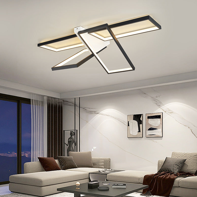 مصباح سقف LED شبه مسطح بإطار مستطيل من الألومنيوم والسيليكون بتصميم عصري لغرفة النوم