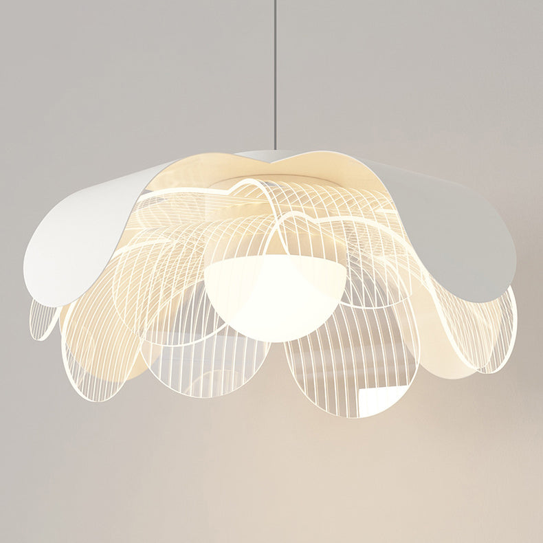Modern Eclectic Flower Iron Acrylic LED Pendant Light For Living Room