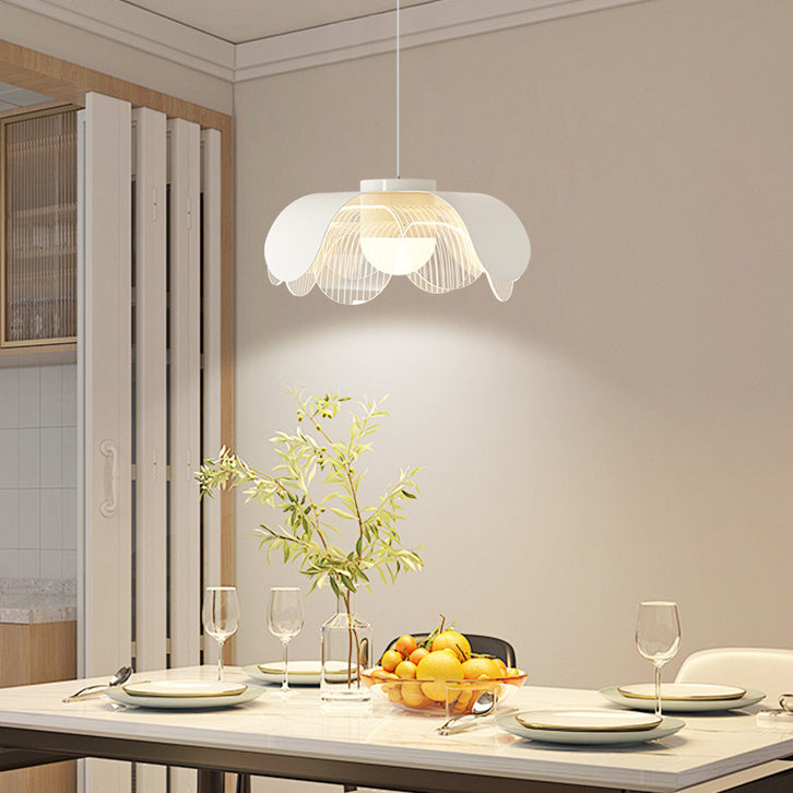 Modern Eclectic Flower Iron Acrylic LED Pendant Light For Living Room