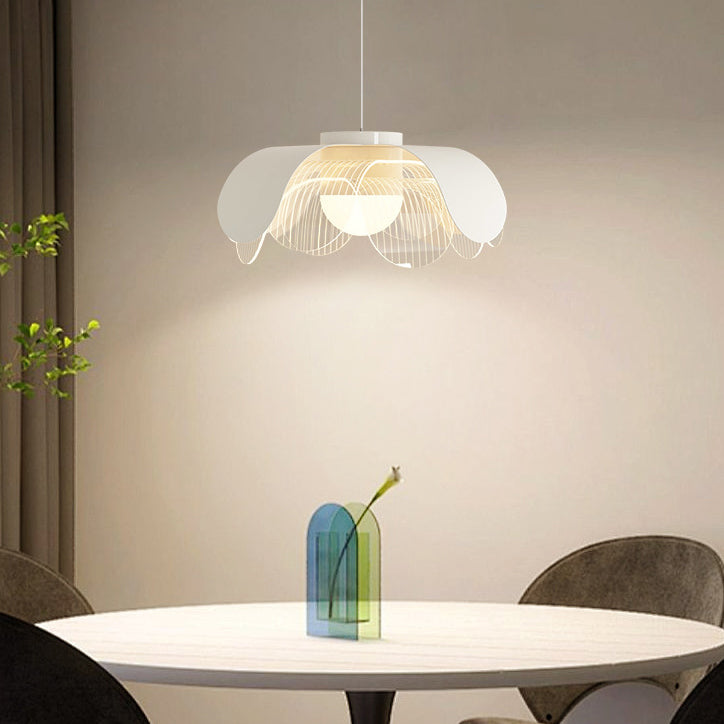 Modern Eclectic Flower Iron Acrylic LED Pendant Light For Living Room