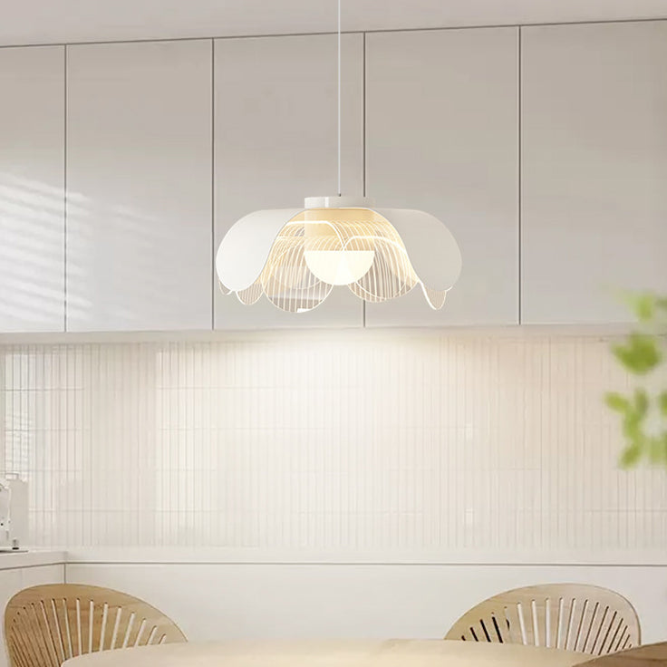 Modern Eclectic Flower Iron Acrylic LED Pendant Light For Living Room