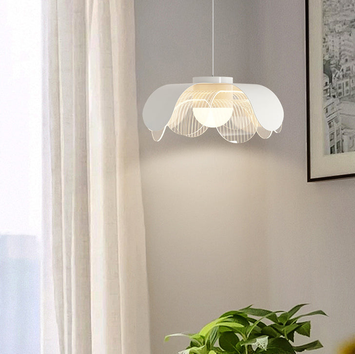 Modern Eclectic Flower Iron Acrylic LED Pendant Light For Living Room