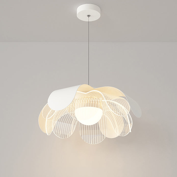 Modern Eclectic Flower Iron Acrylic LED Pendant Light For Living Room