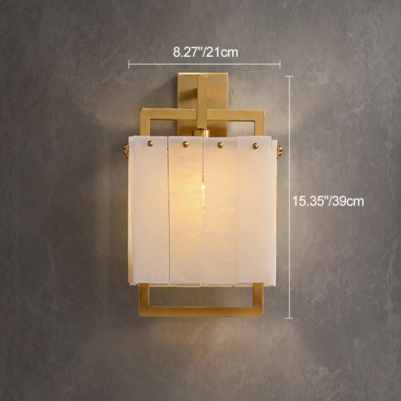 Modern Mid-Century Cube Copper Marble 1-Light Wall Sconce Lamp For Bedroom
