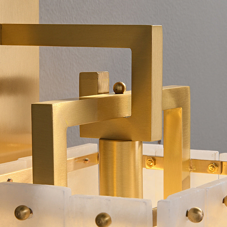 Modern Mid-Century Cube Copper Marble 1-Light Wall Sconce Lamp For Bedroom