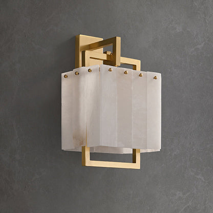 Modern Mid-Century Cube Copper Marble 1-Light Wall Sconce Lamp For Bedroom