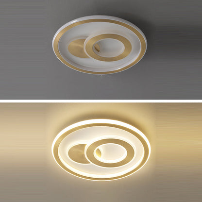 Contemporary Coastal Round Copper Acrylic LED Flush Mount Ceiling Light For Bedroom