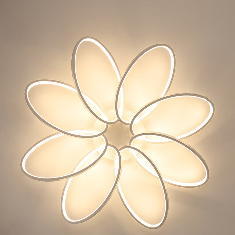 مصباح سقف LED شبه مدمج مصنوع من الأكريليك والألومنيوم متعدد الحلقات بتصميم إسكندنافي معاصر لغرفة النوم