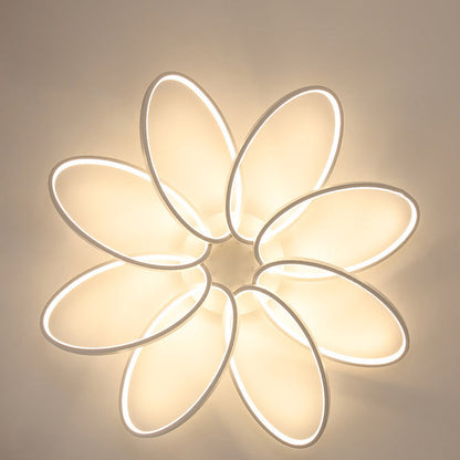 مصباح سقف LED شبه مدمج مصنوع من الأكريليك والألومنيوم متعدد الحلقات بتصميم إسكندنافي معاصر لغرفة النوم