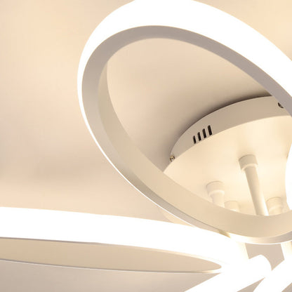 مصباح سقف LED شبه مدمج مصنوع من الأكريليك والألومنيوم متعدد الحلقات بتصميم إسكندنافي معاصر لغرفة النوم