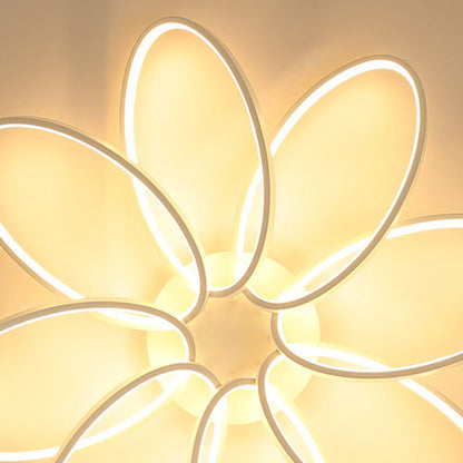 مصباح سقف LED شبه مدمج مصنوع من الأكريليك والألومنيوم متعدد الحلقات بتصميم إسكندنافي معاصر لغرفة النوم