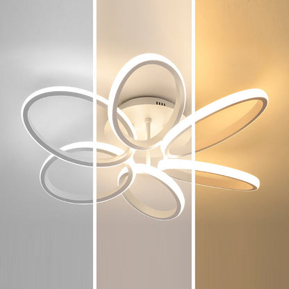 مصباح سقف LED شبه مدمج مصنوع من الأكريليك والألومنيوم متعدد الحلقات بتصميم إسكندنافي معاصر لغرفة النوم