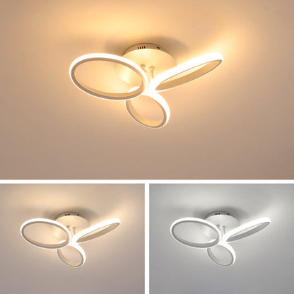 مصباح سقف LED شبه مدمج مصنوع من الأكريليك والألومنيوم متعدد الحلقات بتصميم إسكندنافي معاصر لغرفة النوم