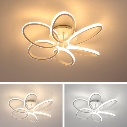 مصباح سقف LED شبه مدمج مصنوع من الأكريليك والألومنيوم متعدد الحلقات بتصميم إسكندنافي معاصر لغرفة النوم