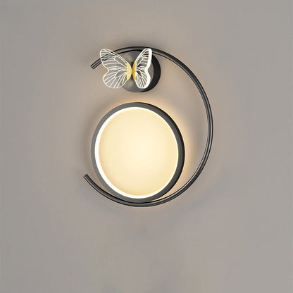 Modern Simplicity Butterfly Circle Iron Silicone Strip LED Wall Sconce Lamp For Bedroom