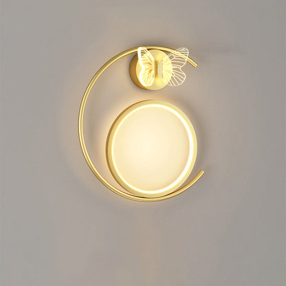 Modern Simplicity Butterfly Circle Iron Silicone Strip LED Wall Sconce Lamp For Bedroom