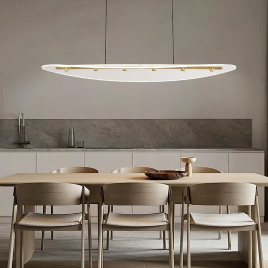 Modern Luxury Oval Aluminum Acrylic LED Chandelier Island Light For Living Room