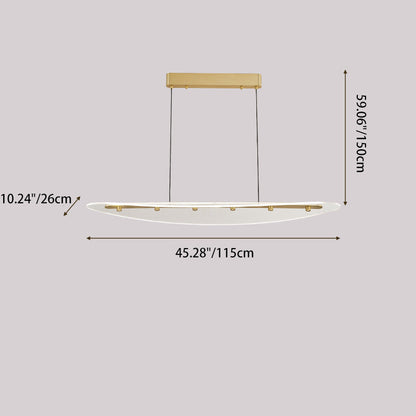 Modern Luxury Oval Aluminum Acrylic LED Chandelier Island Light For Living Room