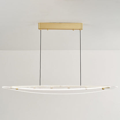 Modern Luxury Oval Aluminum Acrylic LED Chandelier Island Light For Living Room