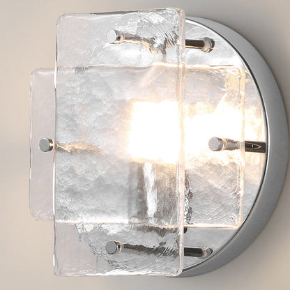 Modern Art Deco Ice Round Metal Glass 1-Light Wall Sconce Lamp For Bedroom