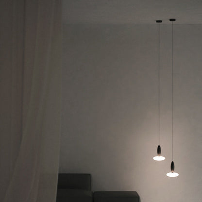 Modern Simplicity Oval Aluminum Glass LED Pendant Light For Bedroom
