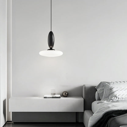 Modern Simplicity Oval Aluminum Glass LED Pendant Light For Bedroom