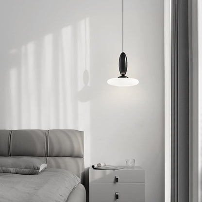 Modern Simplicity Oval Aluminum Glass LED Pendant Light For Bedroom