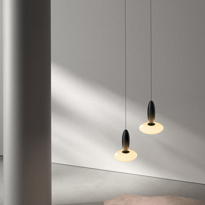 Modern Simplicity Oval Aluminum Glass LED Pendant Light For Bedroom