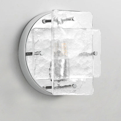 Modern Art Deco Ice Round Metal Glass 1-Light Wall Sconce Lamp For Bedroom