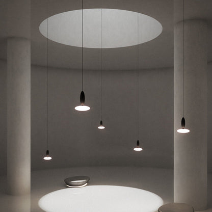 Modern Simplicity Oval Aluminum Glass LED Pendant Light For Bedroom