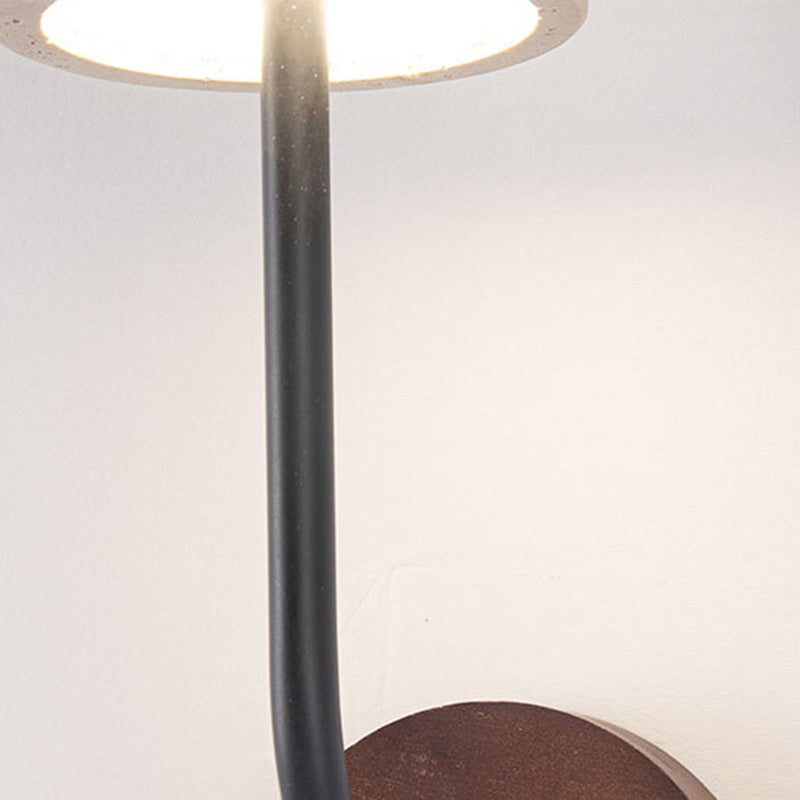 Modern Mid-Century Round Yellow Travertine Solid Wood LED Wall Sconce Lamp For Bedroom