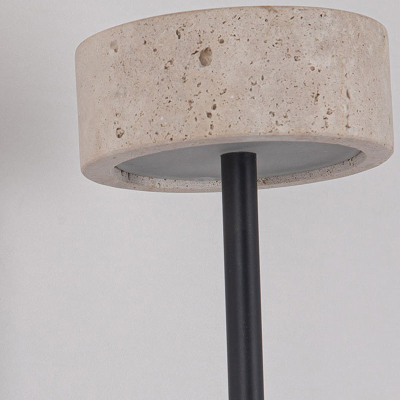 Modern Mid-Century Round Yellow Travertine Solid Wood LED Wall Sconce Lamp For Bedroom