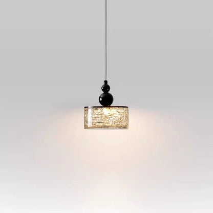 Modern Art Deco Transparent Cylinder Resin Stainless Steel LED Pendant Light For Living Room