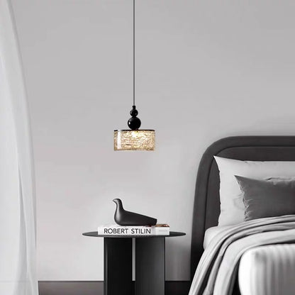Modern Art Deco Transparent Cylinder Resin Stainless Steel LED Pendant Light For Living Room