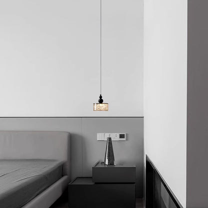 Modern Art Deco Transparent Cylinder Resin Stainless Steel LED Pendant Light For Living Room