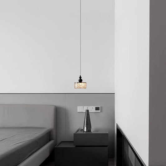 Modern Art Deco Transparent Cylinder Resin Stainless Steel LED Pendant Light For Living Room