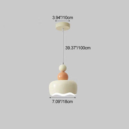 Modern Minimalist Cream-Toned Cake Shape Iron 1-Light Pendant Light For Bedroom